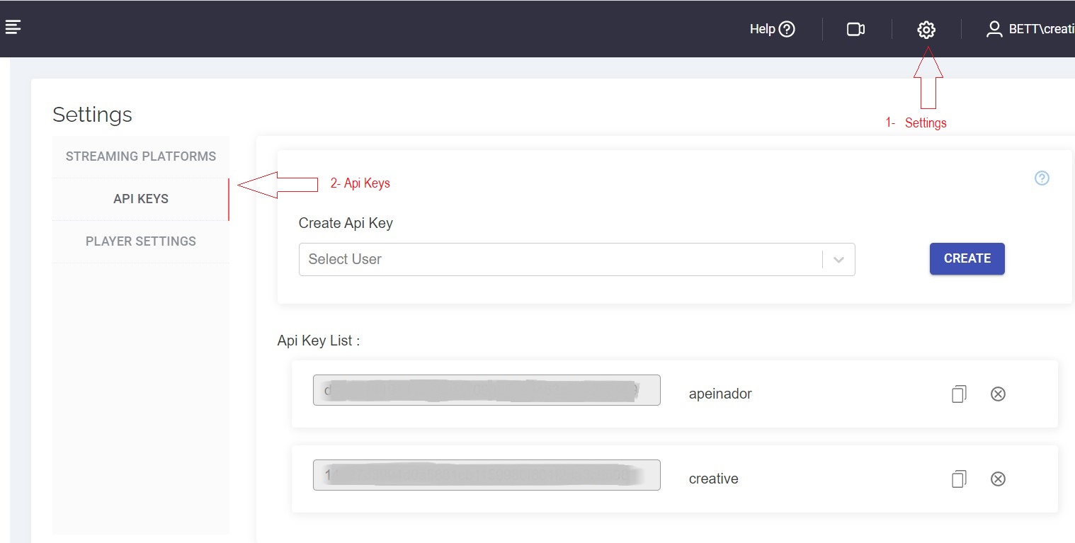 Generating API key for integrations